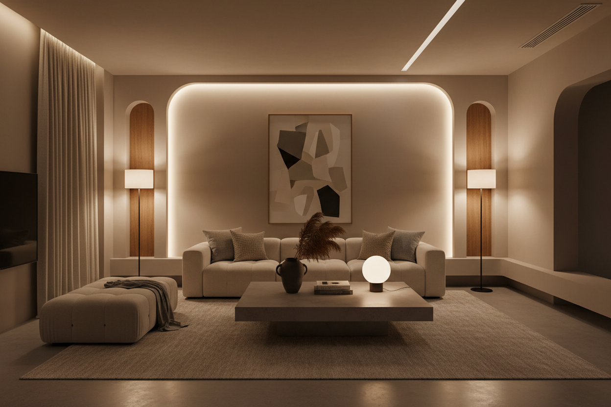 salon chic avec lumière dambiance